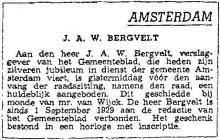 25-jarig jubileum gemeentedienst Johannes Albertus Willem Bergvelt [datum onbekend] 